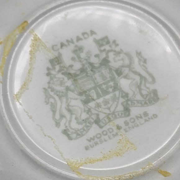 Vtg Royal Canadian Mounted Police Porcelain Trinket Plate Green Wood & Sons - Picture 7 of 8